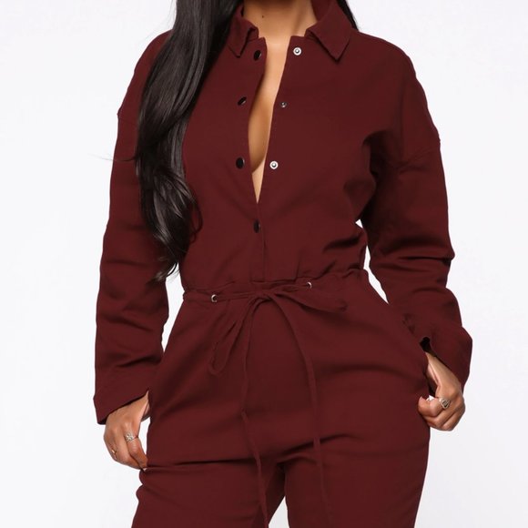 NWT Your Choice Boiler Jumpsuit - Burgundy - Picture 2 of 3
